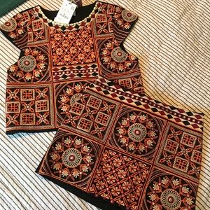 Pull & Bear crop and mini skirt set